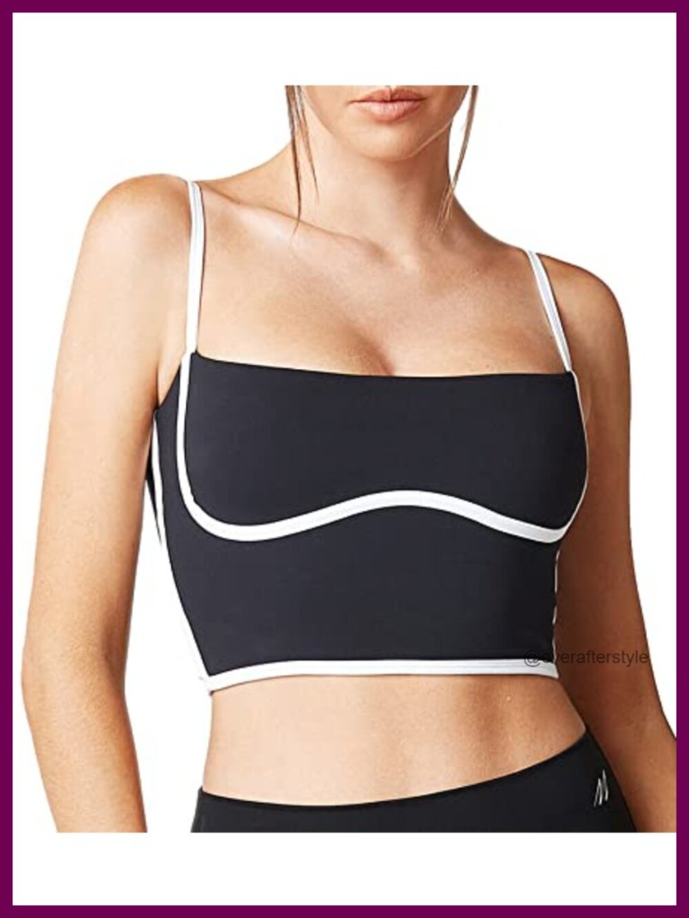 Sleeveless Spaghetti Strap Padded Sports Bra Tank Top Square Neck Double Layer